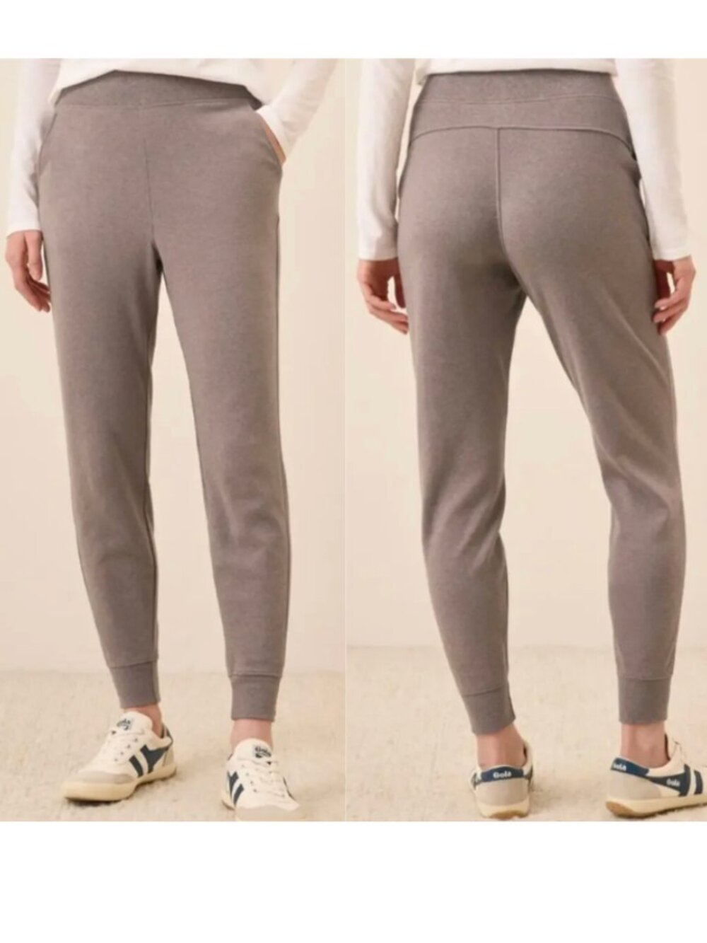 Pact Organic Airplane Jogger Pants Deep Taupe Heather Women's Small Sweatpants